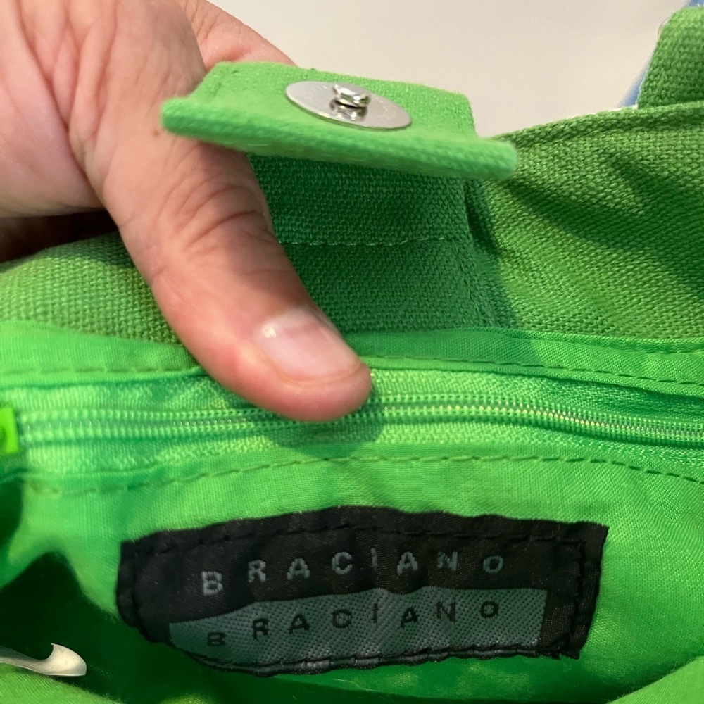 Braciano Green Striped Tote with Pink Flamingos - Picture 6 of 7